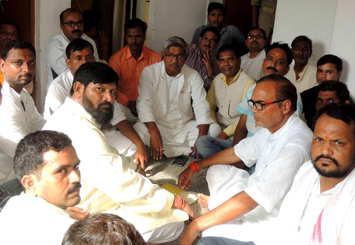 BJP legislator sitting on dharna in Bhadohi, charged with indecency