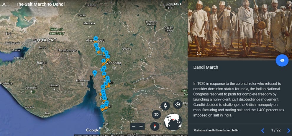 Independence Day Special: Now Google Earth Voyager show you tour of Dandi March
