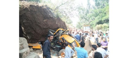 Himachal Solan JCB driver trapped under rock for sixteen hours rescued