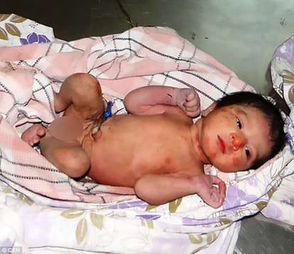 newborn baby girl found in thorny bush rescued in una