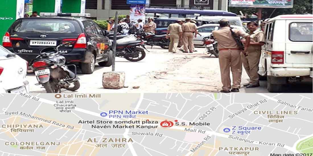 bomb threat to som dutt plaza market at kanpur 