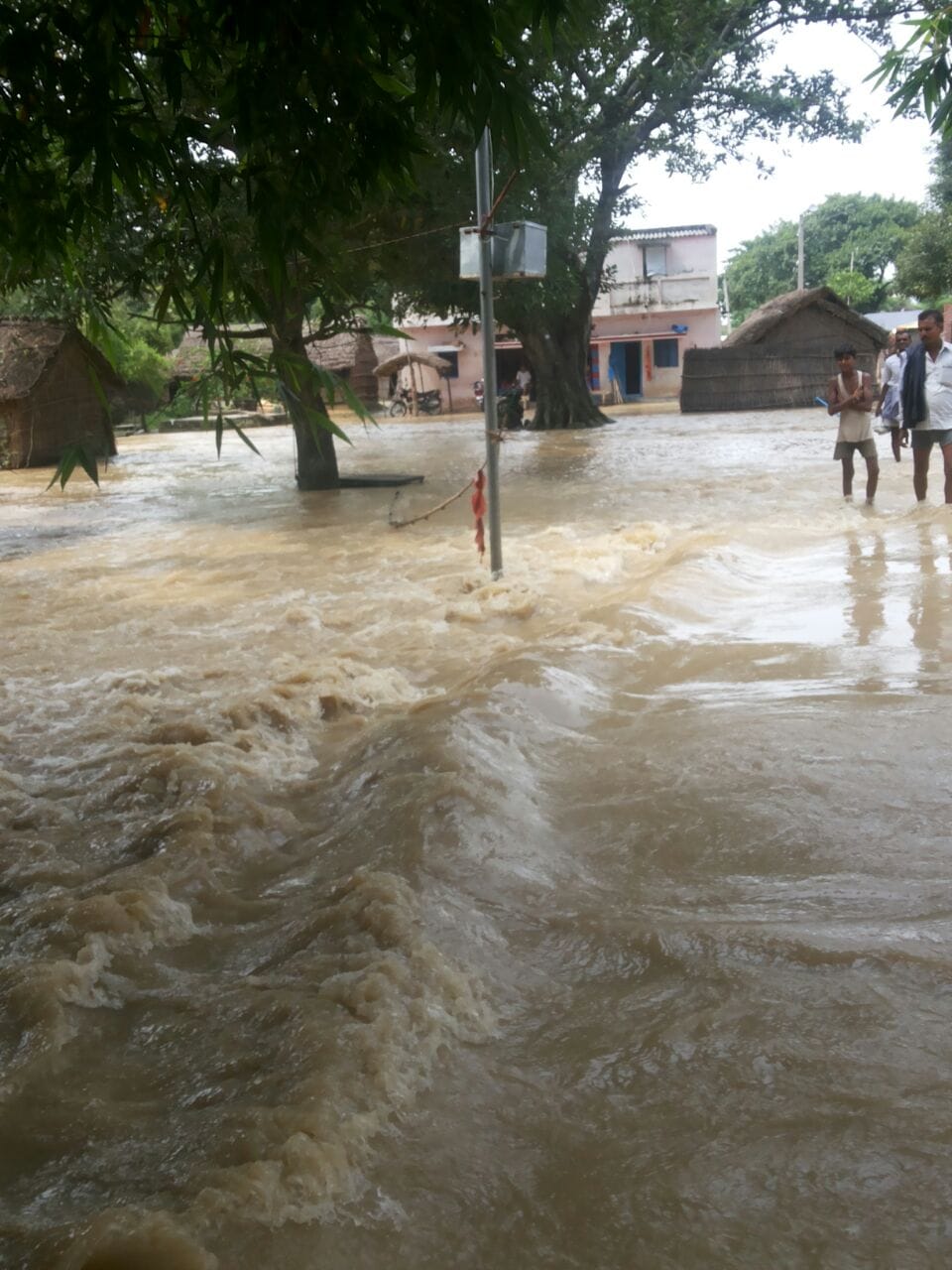 bahraich police celebrates independence day in flood water