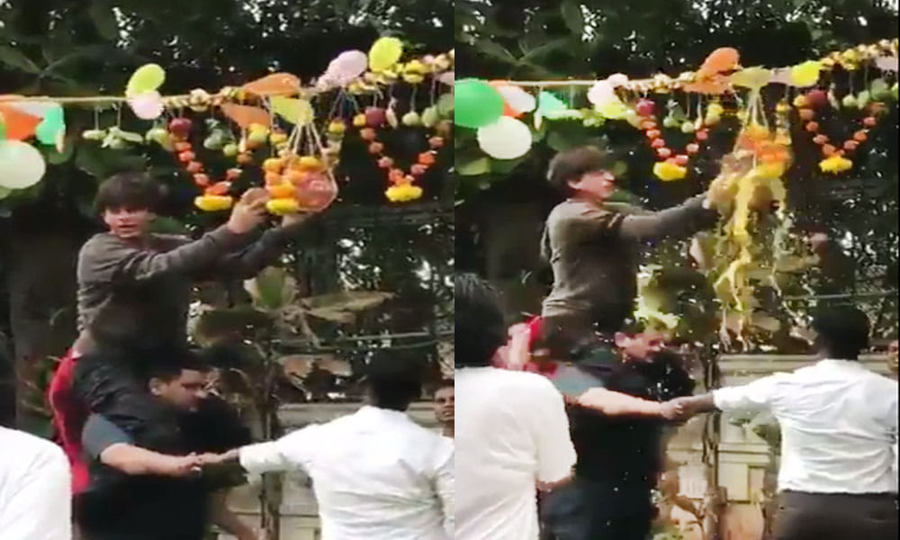 Shah Rukh Khan Celebrates Janmashtami At Mannat Breaks Dahi Handi