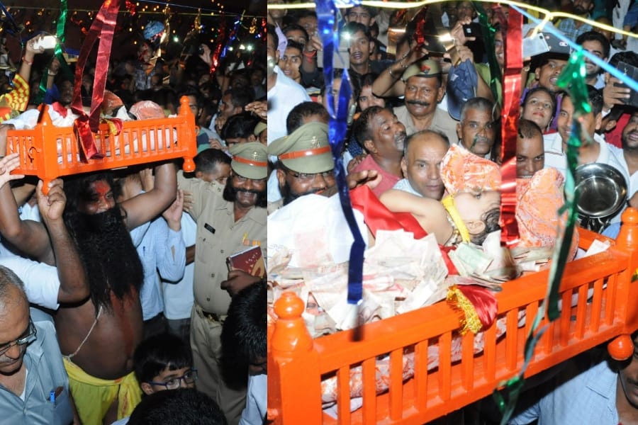 chief minister yogi adityanath celebrates janmashtami in Lucknow.