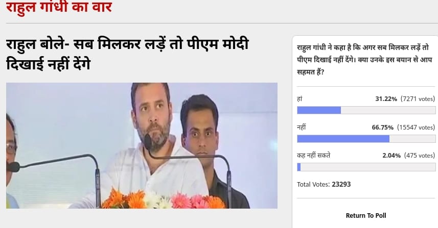Amarujala Poll: Voters are Disagree with Rahul Gandhi statement against PM Modi