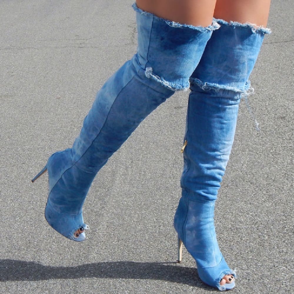is sara ali khan setting denim  boots fashion trend like kim kardashian