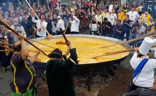 Giant omelette made from 10 thousand eggs at Malmedy in Belgium
