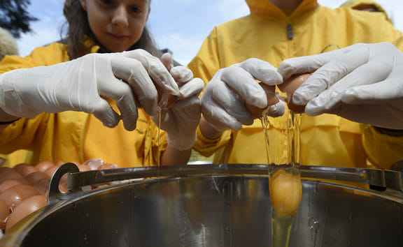 Giant omelette made from 10 thousand eggs at Malmedy in Belgium