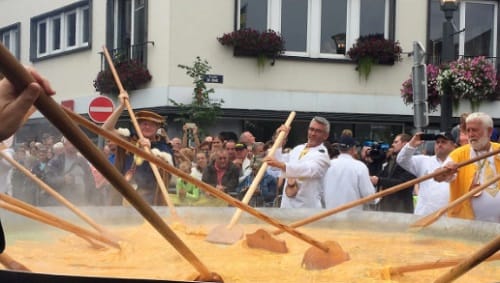 Giant omelette made from 10 thousand eggs at Malmedy in Belgium