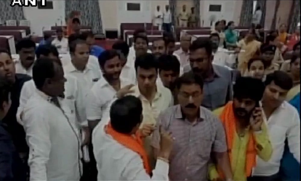 2 MIM corporators not rise for 'Vande Mataram' at municipal meeting by BJP Shiv Sena in aurangabad 