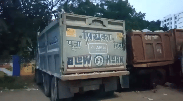 alwar police recovered dumpers of land maafias in bhiwadi 