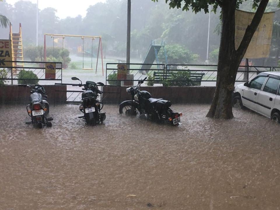 heavy rain fall on 21 august in chandigarh, panchkula, mohali