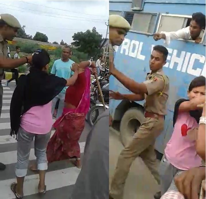 woman beaten up police constables after they tried to stop his drunk son in ajmer 