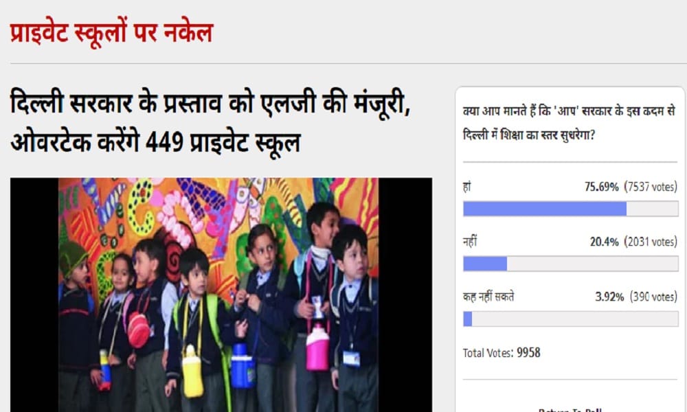 Amar Ujala Poll: Education level will improve in Delhi by overtaking private schools
