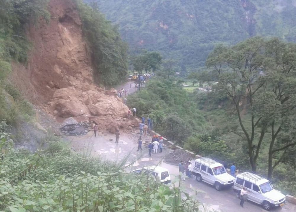 badrianth highway block due to landslide