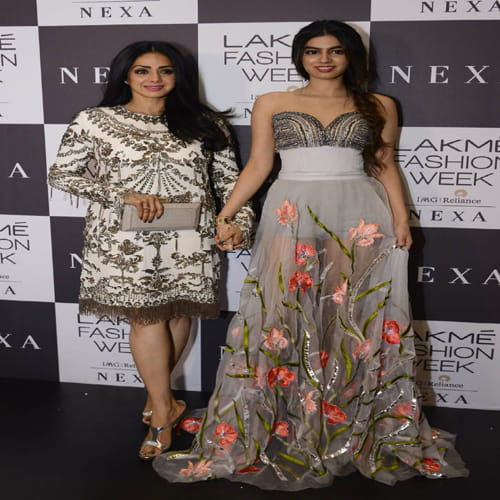 Lakme Fashion Week 2017 latest photos of sridevi and khushi kapoor at Manish Malhotra fashion  show