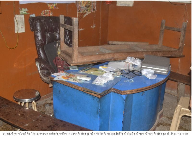 मरीज की मौत पर क्लीनिक पर तोड़फोड़, हंगामा