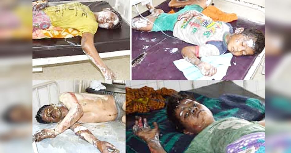 Fire to sleeping family, Three died, four badly scorched