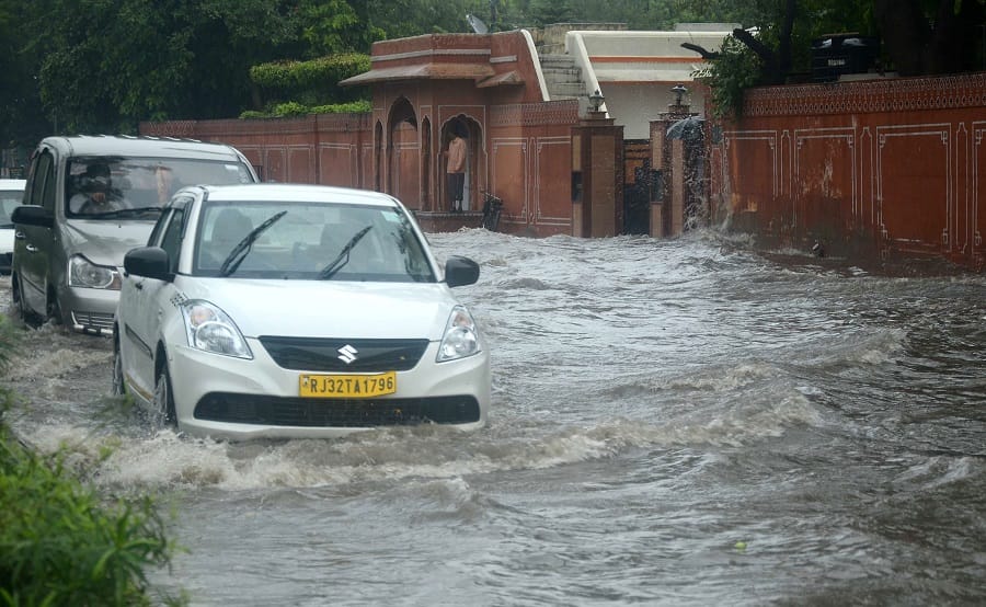 Heavy rain in Jaipur today morning