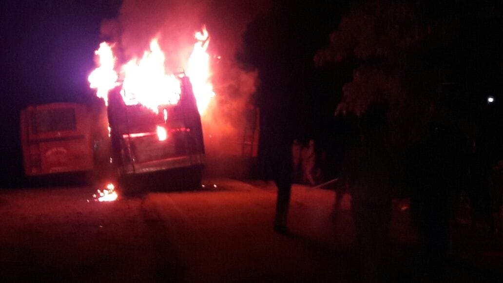 A bus trampled a child in bahraich.