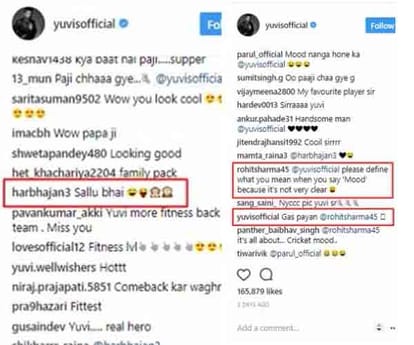 rohit sharma and harbhajan singh pass funny comments on yuvraj singhs shirtless pic