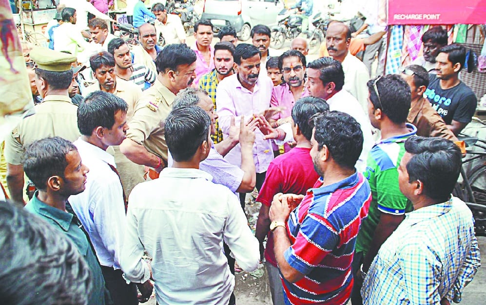Crash, strike, market closed by businessman