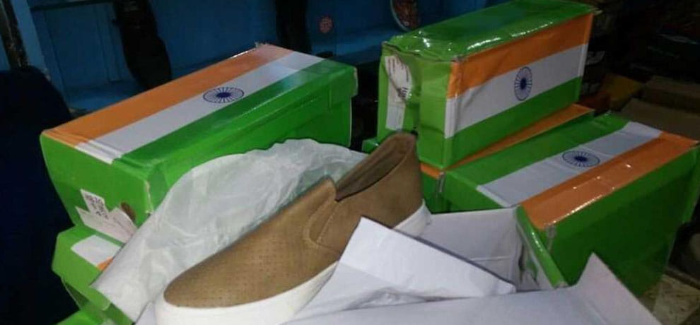 chinese shoes packed in boxes which were found printed with Tricolour on top in uttrakhand