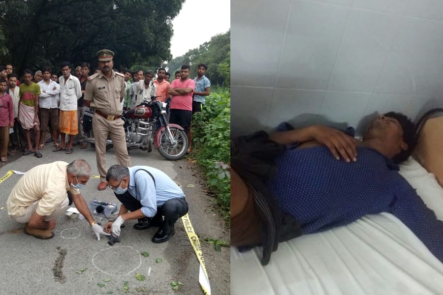 Police clash with a goon in Lucknow.
