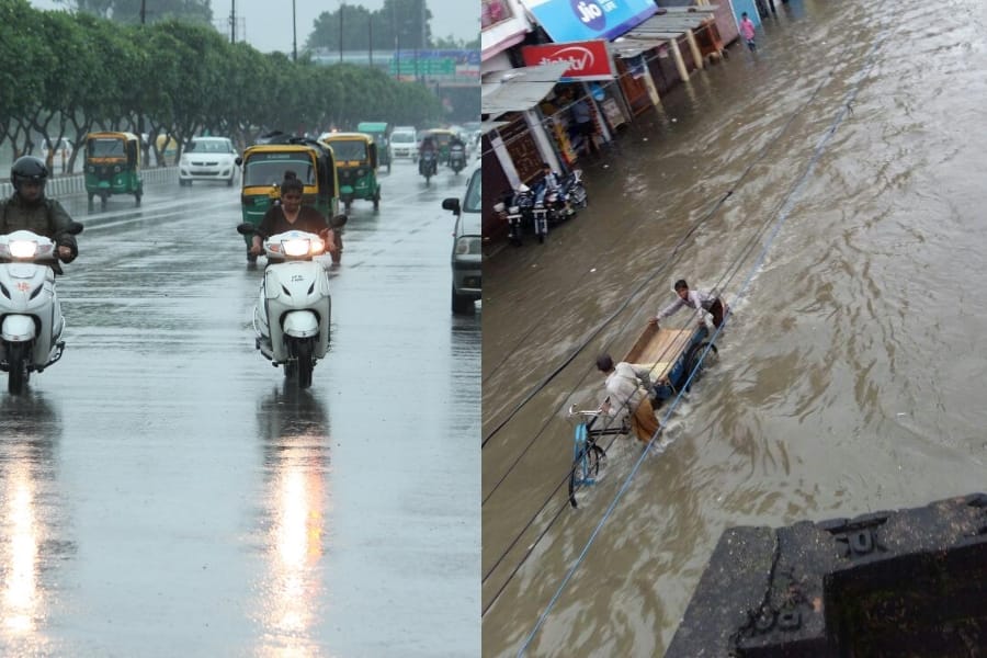 two different pictures of Lucknow after rain.