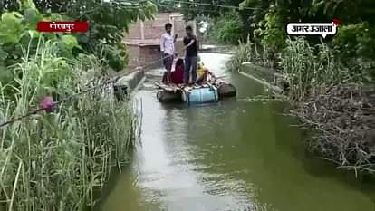 Lunch packets distributed by helicopter in gorakhpur