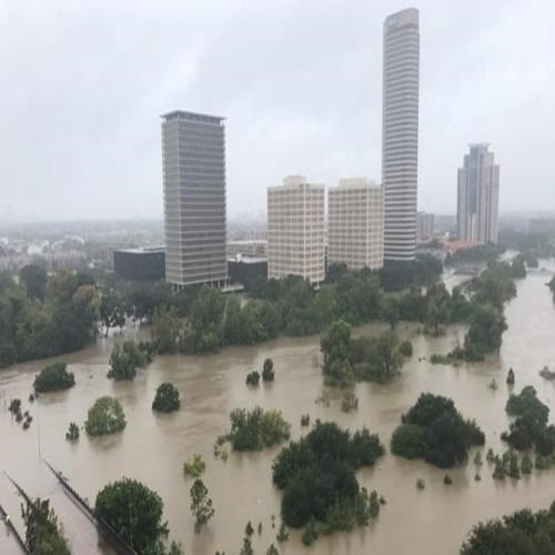 flood damage in Texas from hurricane Harvey 