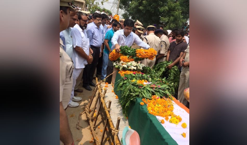 last rites of martyr Jaswant Yadav in gurugram