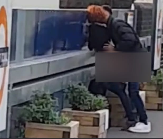 brazen couple having Intimate at Hackney Downs railway station in London