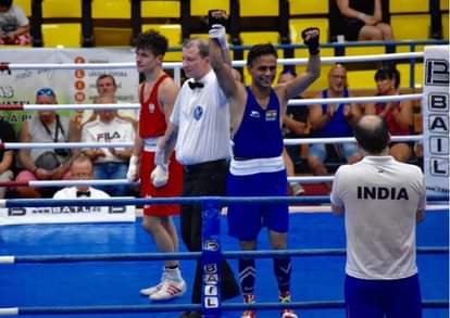 GAURAV BIDHURI IN WORLD BOXING CHAMPIONSHIP SEMI FINAL