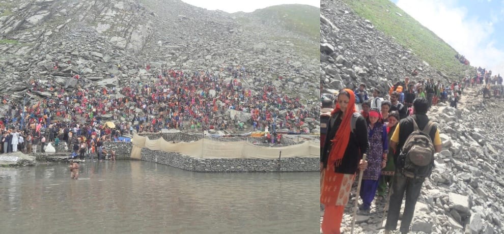 holy dip in Manimahesh by pilgrims