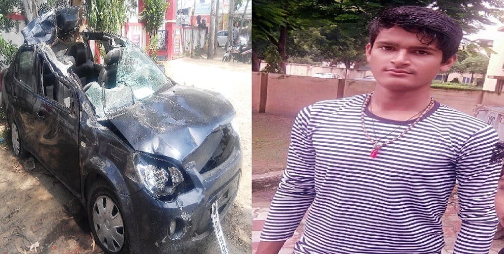 accident : ITI student crushed, car rammed into container
