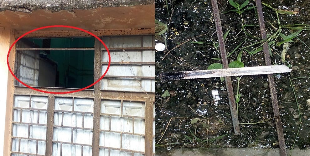 Theft in the District Cooperative Bank, window cuttings