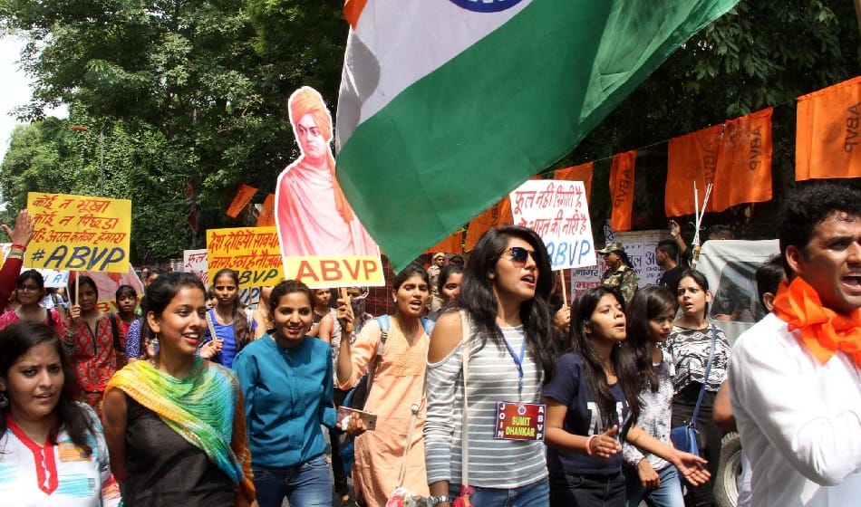 ABVP  held chhatra adhikar rally at delhi university  north campus
