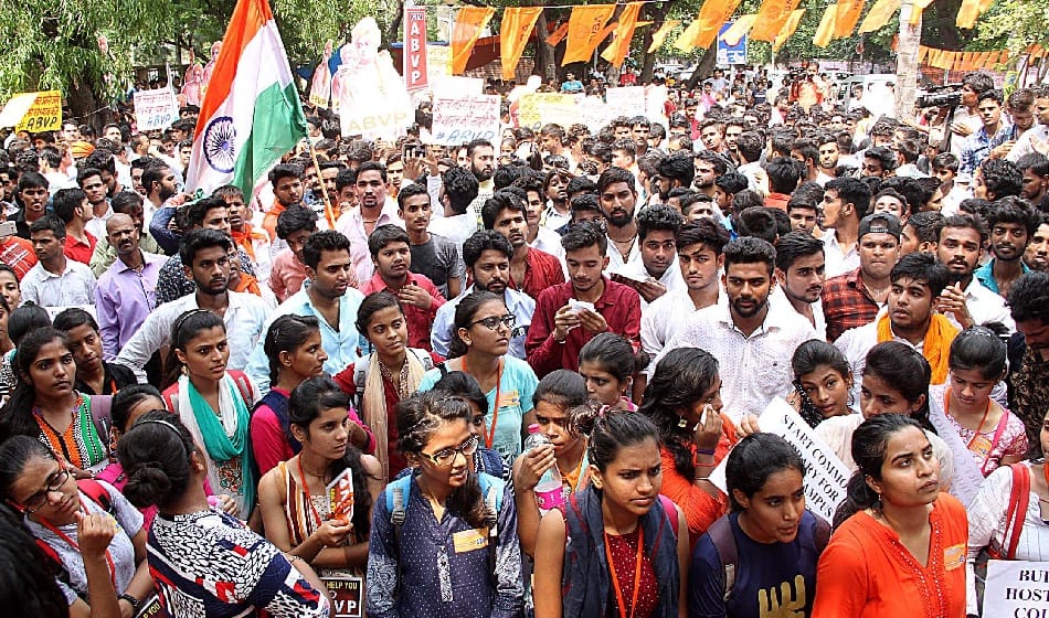 ABVP  held chhatra adhikar rally at delhi university  north campus