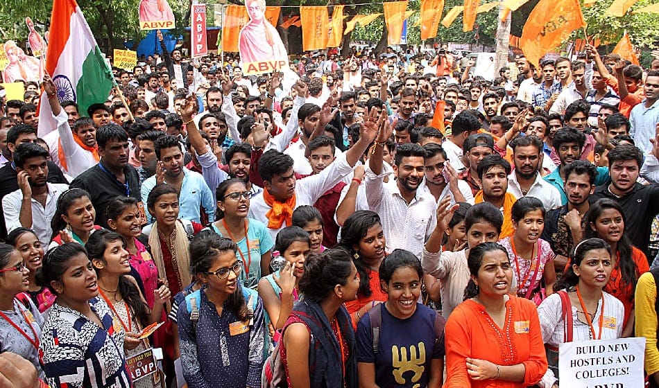 ABVP  held chhatra adhikar rally at delhi university  north campus