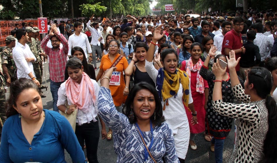 ABVP  held chhatra adhikar rally at delhi university  north campus