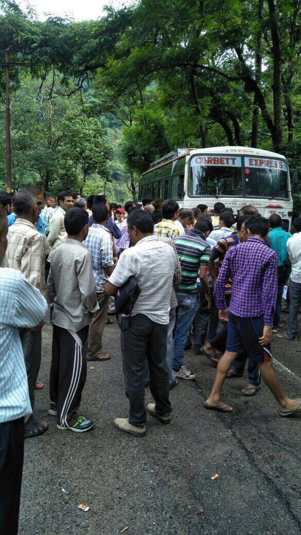 high tension electricity line fell on bus