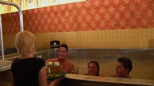 Starkenberger opend first ever beer swimming pool at Tarrenz in Austria 
