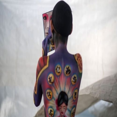 international Body painting Festival at the Daegu in South Korea going on 