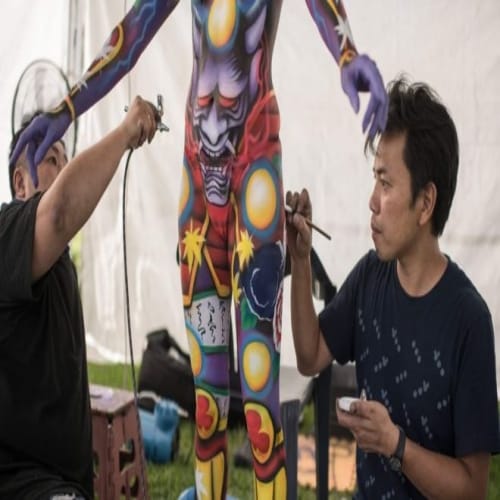 international Body painting Festival at the Daegu in South Korea going on 