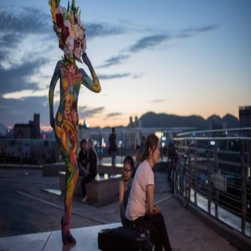 international Body painting Festival at the Daegu in South Korea going on 