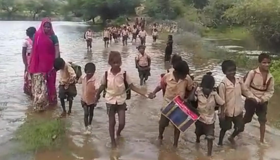 Water logging is problem for student in a village of udaipur