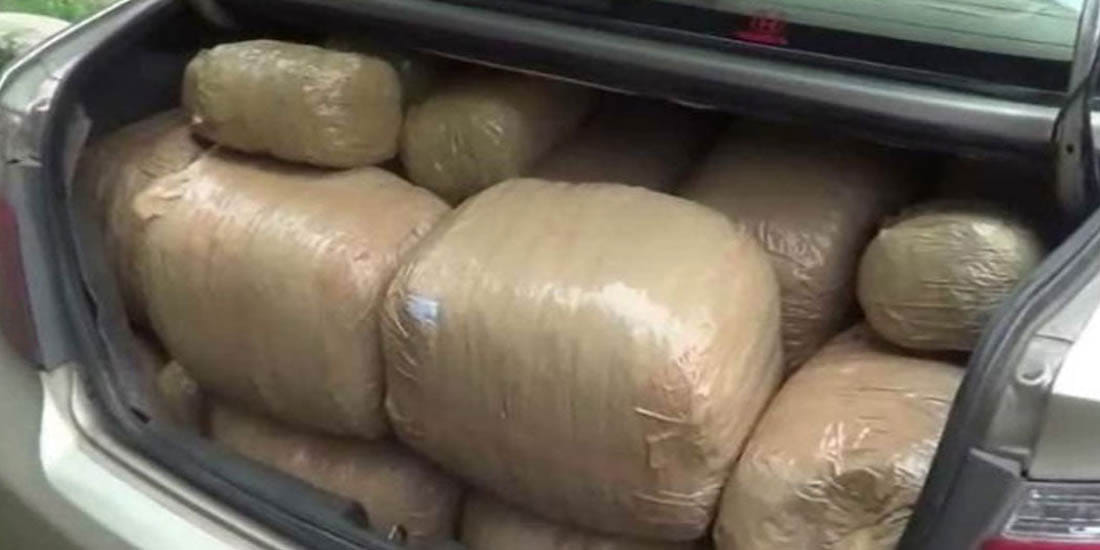 twenty eight kilogram ganja caught in a car