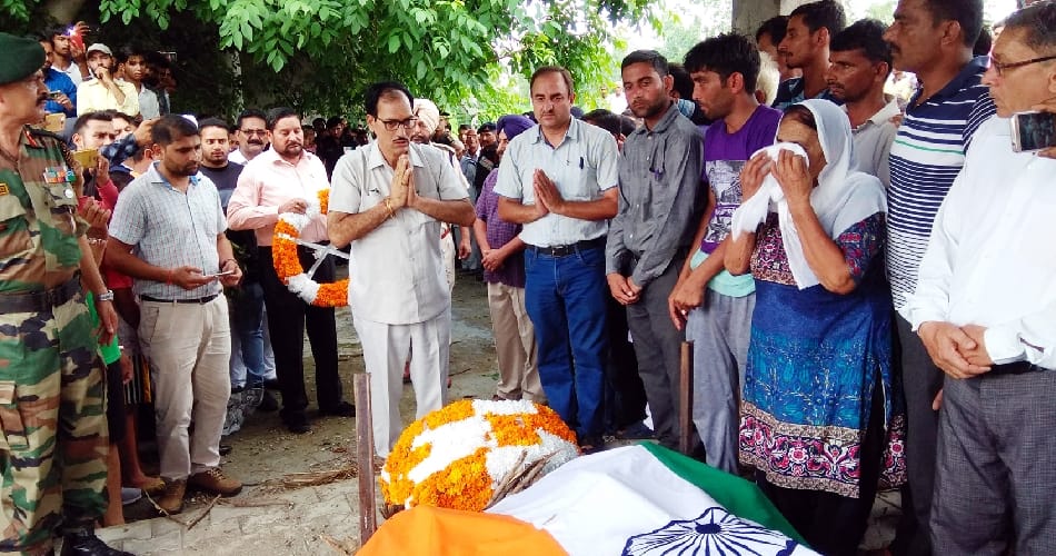 indian army soldier sukhdayal singh funeral, killed in jammu kashmir terror attack
