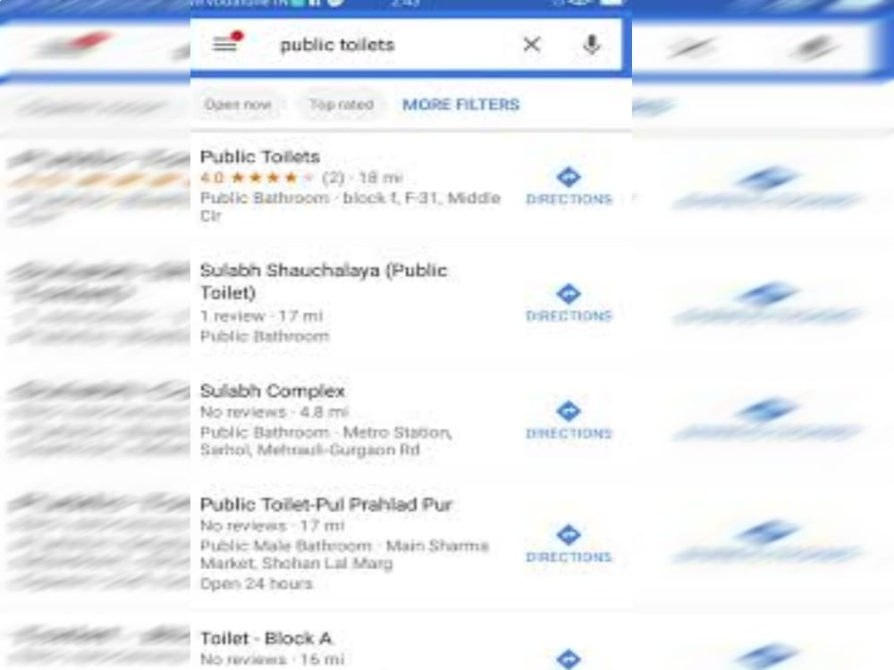 now locate public toilet on google map in india